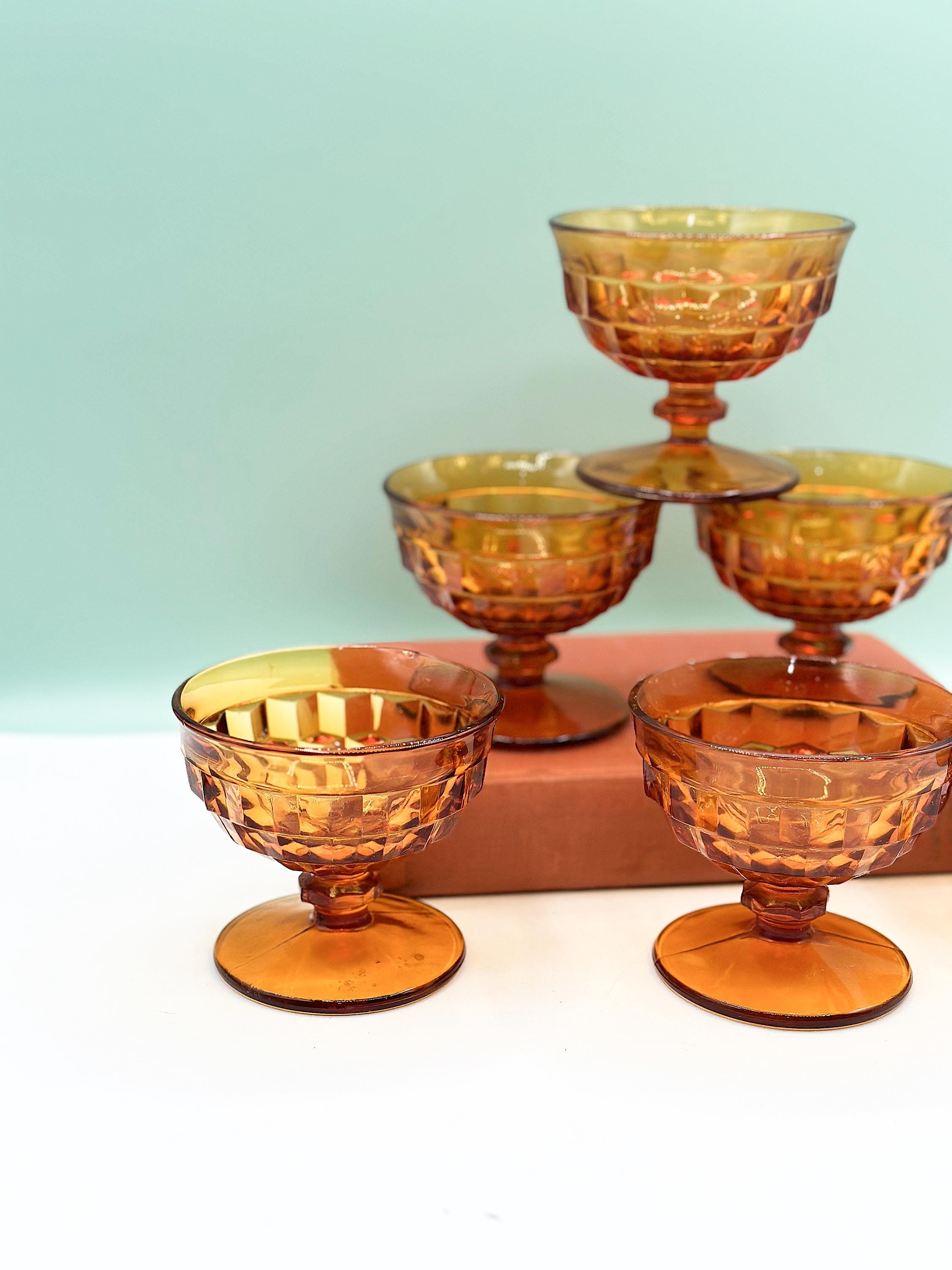 ヴィンテージ インディアナ グラス ホワイトホール アンバー