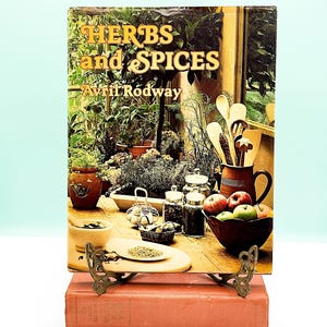Vintage 1970s Herbs and Spices Hardcover Book with Recipes and Floral Illustrations, Bookshelf Styling, Cookbook Vintage