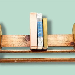 Vintage Wooden Book Rack, Wood Tabletop Book Shelf, Desktop Bookshelf, Free Standing Wood Book Storage, Kid's Room Book Storage