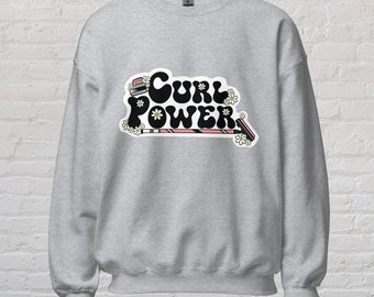 Curl Power Unisex Sweatshirt - Curling Sweater - Girl Power - Curling Broom - Curling Rock - Curling Theme Sweater - Curling Team Sweater