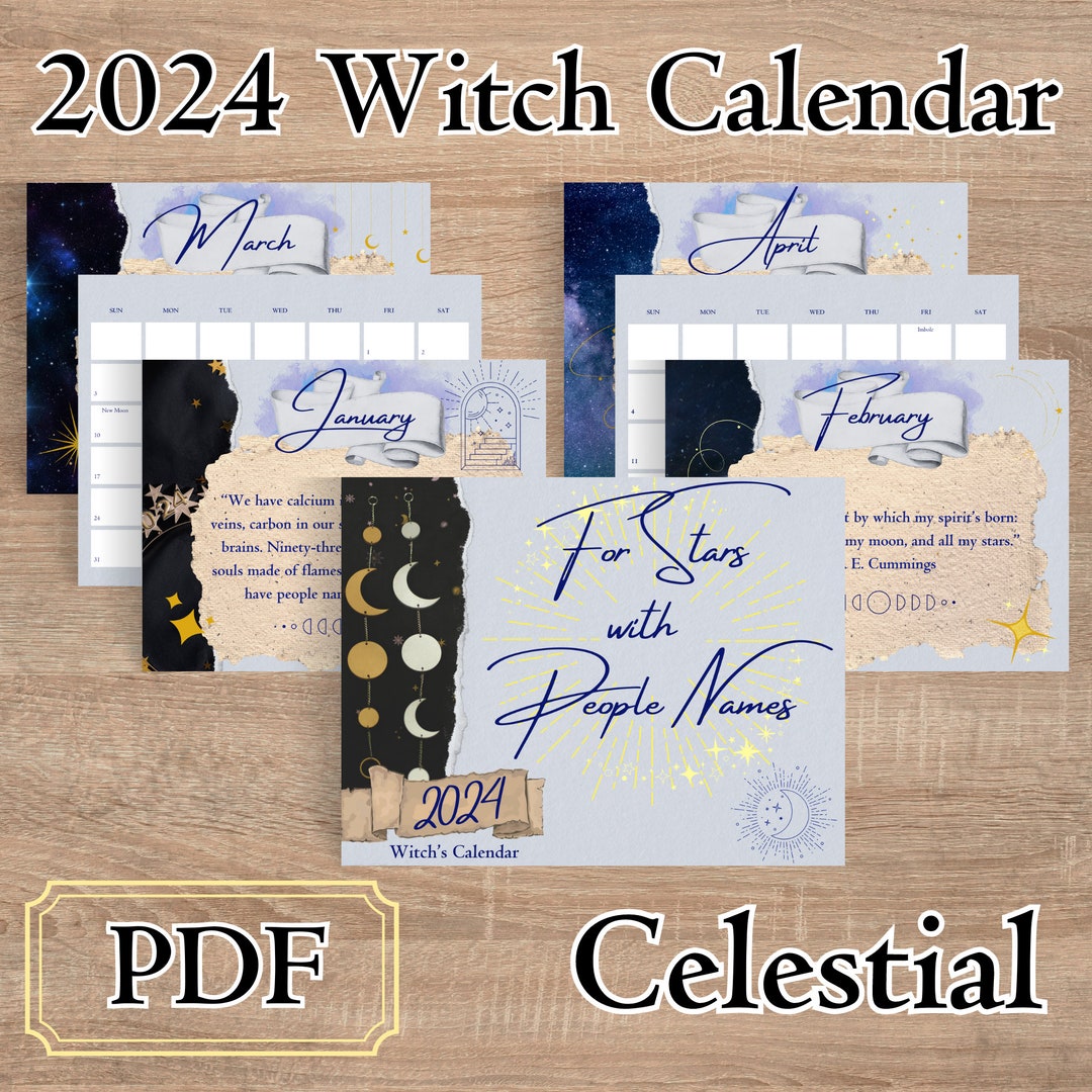 Celestial 2024 Pagan Calendar Printable Moon Calendar With Etsy