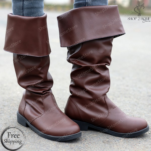 Bottes en cuir viking Renaissance, Ren Faire steampunk bottes pour hommes, bottes médiévales GN gothique pirate, chaussures de déguisement Cosplay elfe vintage fantaisie