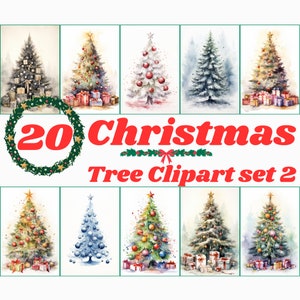 ChristmasTree , Winter Christmas Tree, Xmas clipart, Christmas Tree clip Art, Watercolor Christmas Tree, Festive Season Tree