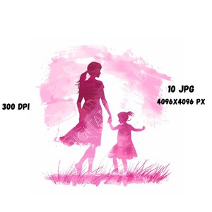 Mother and daughter Clipart, Mother&#39;s Day Clipart, Printable Mothers Day, Family Love, Digital ClipArt, Card Making, Mom & Daughter Bundle.