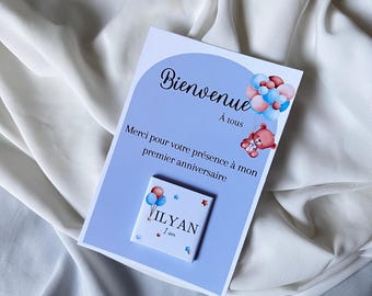 Carte de chocolat personnalisée évènement baptême, nouveau né, baby shower gender reveal, tahara  mariage cadeau invité faveur remerciement