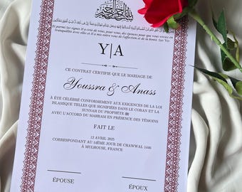 Contrat de mariage islamique | Certificat religieux | Nikkah