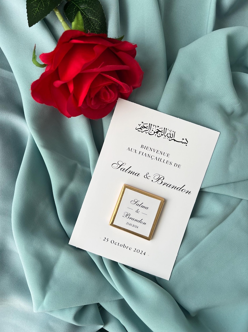 Carte de chocolat personnalisée évènement henna day, fiançailles, mariage cadeau invité, carte de remerciement, faveurs image 3