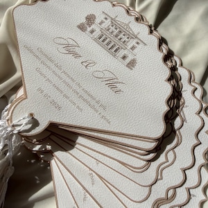 Éventail en papier personnalisé pour mariage | Wedding Fan Program with tassel | Tout événement