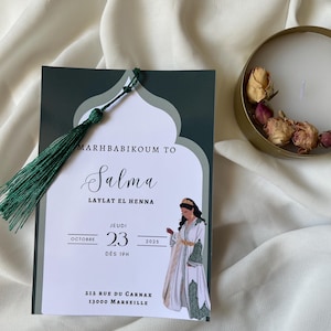 Invitation | Faire part | Henna | Carte traditionnelle | Rhenni | Laylat Al Henna