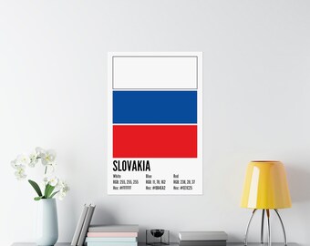Slovakia Flag Colors Modern Pantone-Inspired Poster