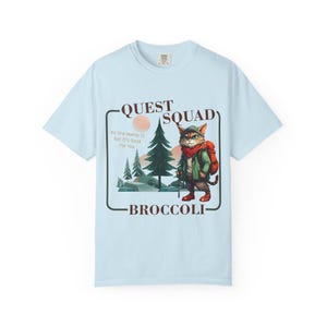 Comfort Colors Onyx Storm Quest Squad Broccoli Cat Shirt | Ridoc Romantasy Fan Dragon Rider Tee Chambray