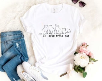 Un Deux Trois Cat Shirt | French Cat Lover Unisex Tee