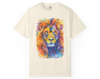 Retro Lion Graphic Tee | Colorful Vintage Safari Shirt