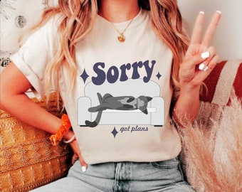 Sorry Got Plans Cat T-Shirt | Vintage Retro Style Unisex Tee