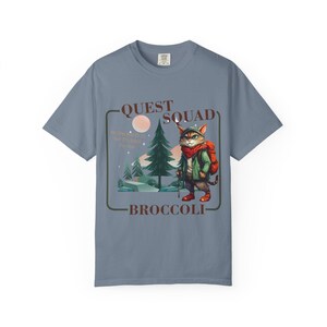 Comfort Colors Onyx Storm Quest Squad Broccoli Cat Shirt | Ridoc Romantasy Fan Dragon Rider Tee Blue Jean