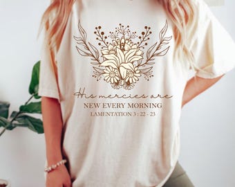 Boho Christian Faith Based Christianity Fall Flowers Shirt | Comfort Colors Floral Christian Tee | Jesus Loves You God Is Good Gift