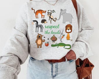 90s National Parks Unisex Sweatshirt | Granola Girl Shirt Respect the Local Wildlife Pullover | Hiking Camping Clothes Wanderlust Sweater