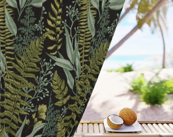 Forest Fern Curtain | Botanical Cottagecore Decor, Green & Black