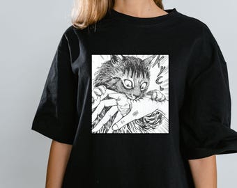 kiiikiii JIYU着用】1jinnstudio 黒猫シアーTシャツ Black Cat Bite