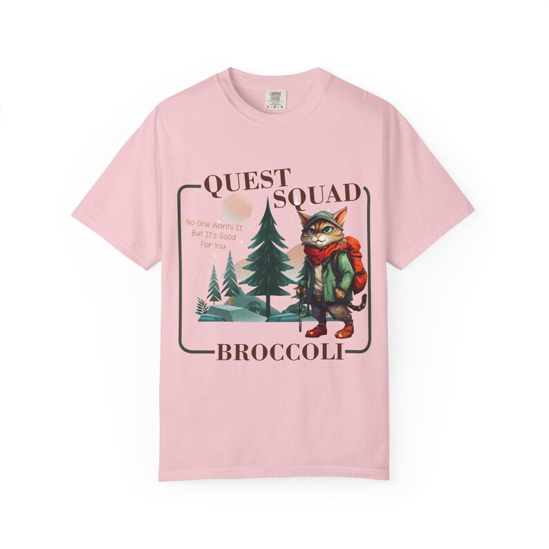 Comfort Colors Onyx Storm Quest Squad Broccoli Cat Shirt | Ridoc Romantasy Fan Dragon Rider Tee Blossom