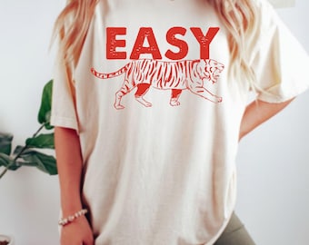 Easy Tiger Graphic Tee | Retro Boho Comfort Colors Shirt