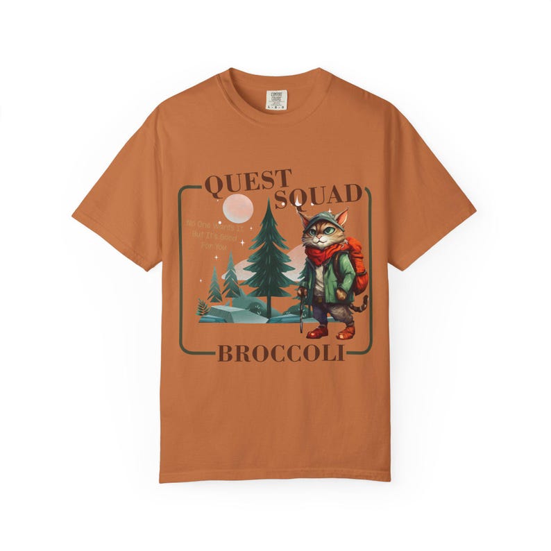Comfort Colors Onyx Storm Quest Squad Broccoli Cat Shirt | Ridoc Romantasy Fan Dragon Rider Tee Yam