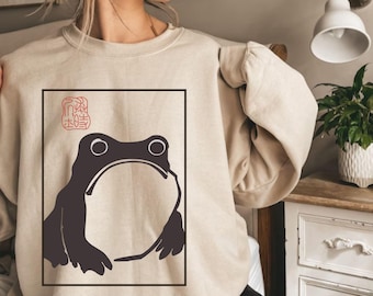 Unimpressed Frog Sweatshirt | Japanese Art by Matsumoto Hoji
