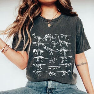 Comfort Colors Dinosaur Fossil Shirt | Paleontology Gift Paleozoo Dinosaur Skeleton Shirt Goblincore Clothing Trex Unisex Shirt