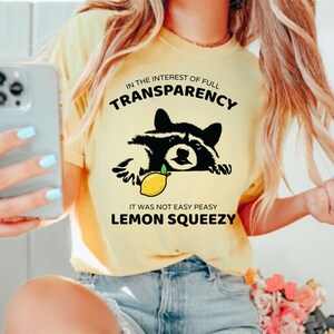Comfort Colors® In The Interest Of Full Transparency Shirt Funny Raccoon Tshirt | Retro 90s Graphic Shirts | Easy Peasy Lemon Squeezy Gift
