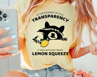 Comfort Colors® In The Interest Of Full Transparency Shirt Funny Raccoon Tshirt | Retro 90s Graphic Shirts | Easy Peasy Lemon Squeezy Gift
