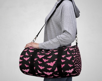 Pink Bats Goth Duffel Bag | Kawaii Gothic Gym Bag