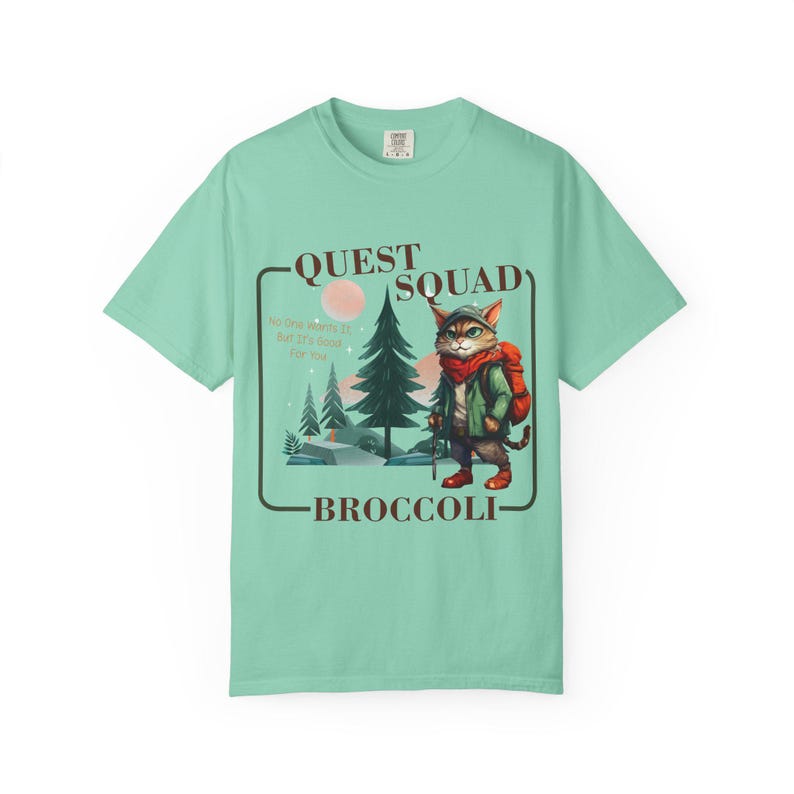 Comfort Colors Onyx Storm Quest Squad Broccoli Cat Shirt | Ridoc Romantasy Fan Dragon Rider Tee Island Reef