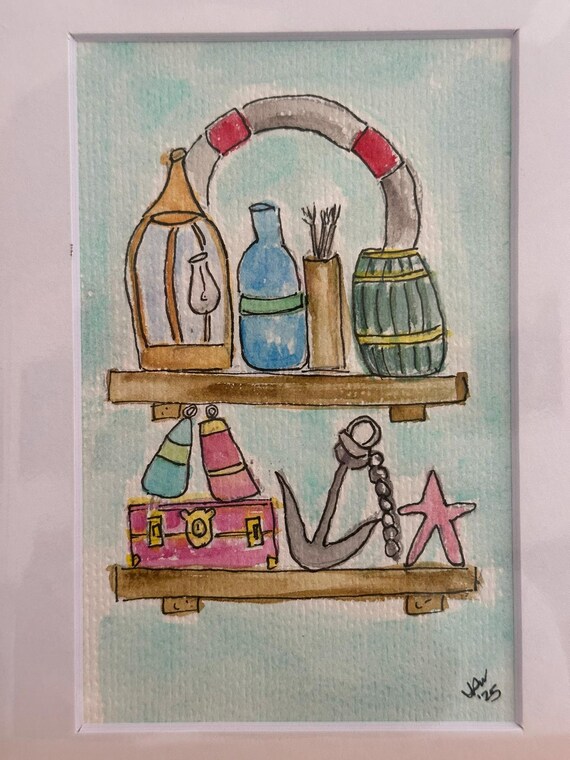 My Seascape Shelves - Life Preserver, Lamp & chest