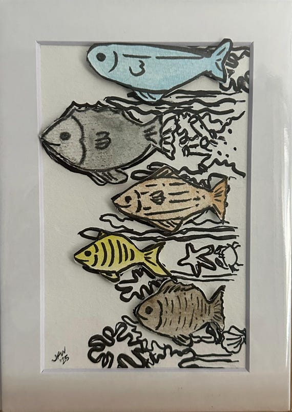 School of 5 Fish in Color