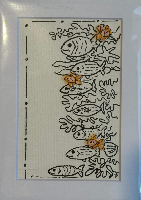 BW School of Fish - with Goldfish