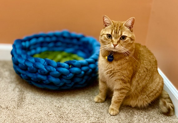 Chunky yarn crochet cat pet bed
