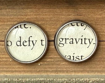 Stainless Steel Wicked Musical Defying Gravity Book Page Stud Post Earrings