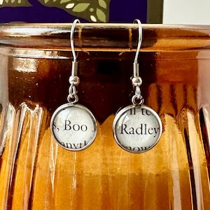 Stainless Steel To Kill a Mockingbird Boo Radley Book Page Dangle Earrings