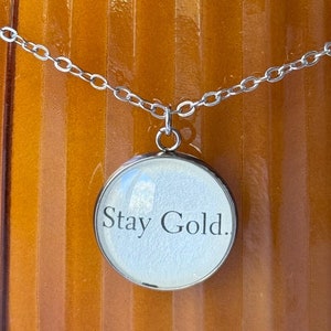 Stainless Steel The Outsiders Stay Gold Book Page Pendant Necklace