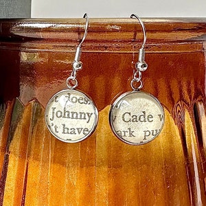 Stainless Steel The Outsiders Johnny Cade Book Page Dangle Earrings
