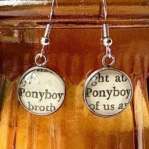 Stainless Steel The Outsiders Ponyboy Book Page Dangle Earrings