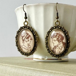 Pride and Prejudice Elizabeth/Darcy Cameo Dangle Earrings