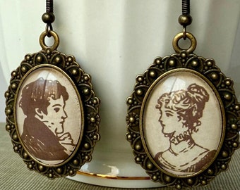 Pride and Prejudice Elizabeth/Darcy Cameo Dangle Earrings