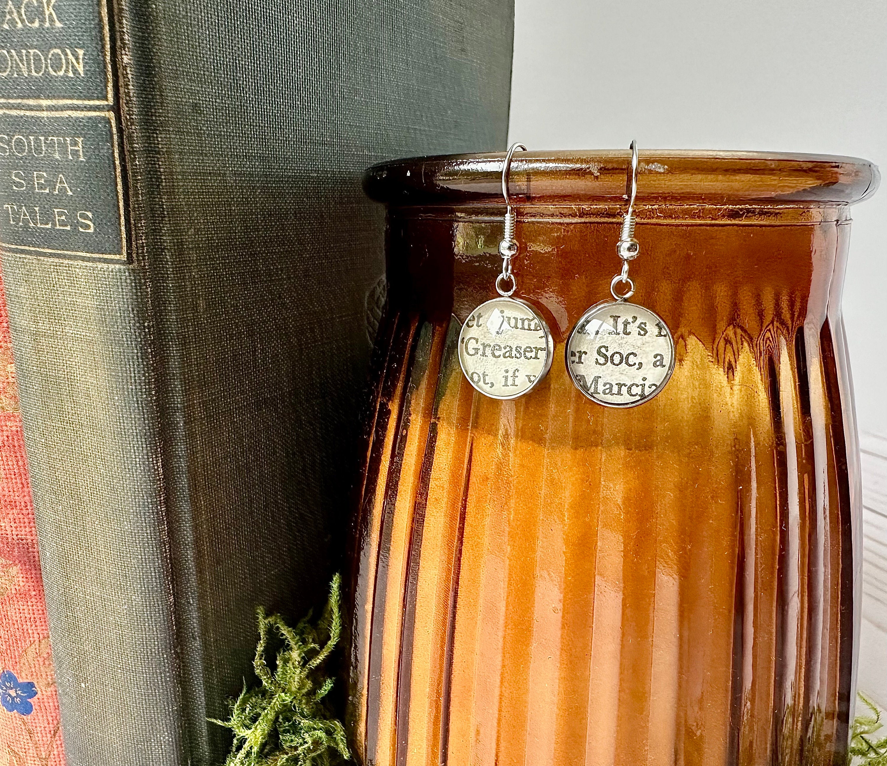Stainless Steel The Outsiders Greaser Soc Book Page Dangle Earrings