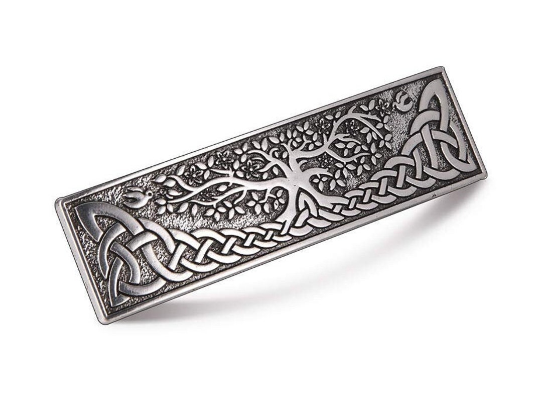 Antique Silver Celtic Knot Hair Clip Viking Barrette Metallic Hair Grip
