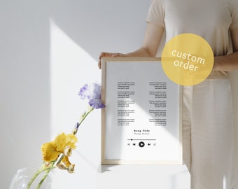 Geschenkidee Benutzerdefinierte Songtexte Poster Musikliebhaber Geschenk Wandkunst Personalisierte Songtexte Digitaldruck Poster Musikfan Geschenkidee Druck