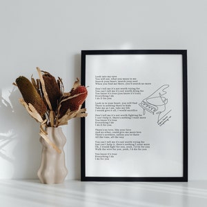 Idea de regalo Todo lo que hago Bryan Adams Letras de canciones Cartel Música Amante Regalo Wall Art Letras Bryan Adams Letras Impresión digital Descarga instantánea