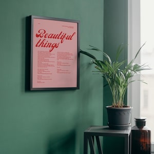 Gift Idea Beautiful Things Lyrics Poster Music Lover Gift Wall Art Benson Boone Lyrics Song Digital Print Poster Music Fan Gift Idea Print