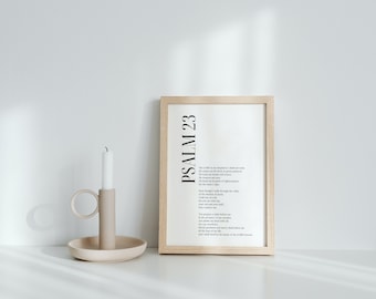 Idea de regalo Idea Salmo 23 Versículo bíblico moderno Biblia pared arte cristiano pared arte salmo impresión descarga instantánea arte cartel cita bíblica regalo