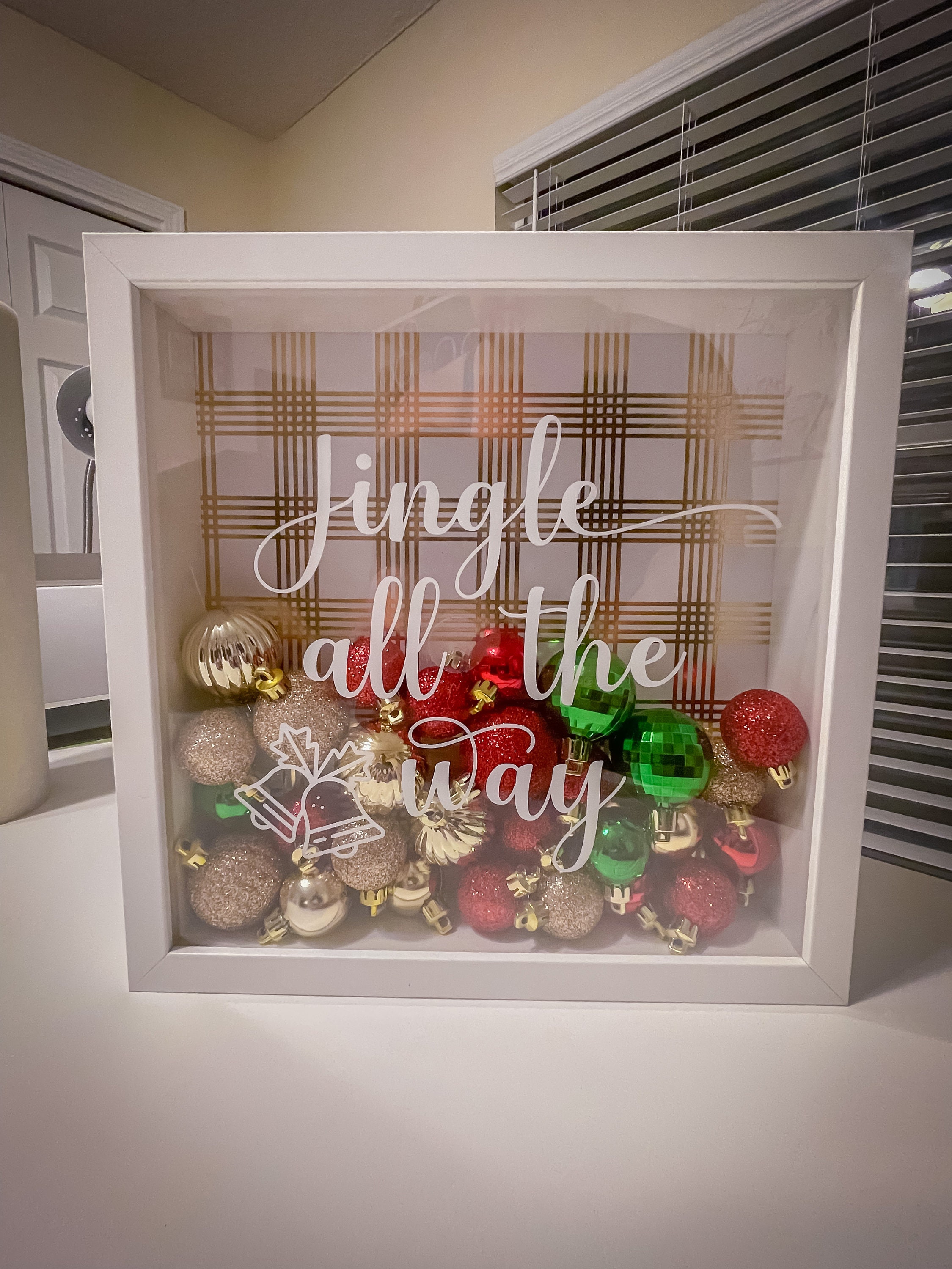 Christmas Ornament Shadow Box Decor, Shadow Box Frame, Christmas Decor